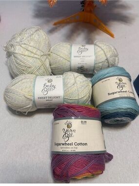 Baby Bee Sweet Delight & Yarn Bee Sugarwheel Cotton DK Self-Striping Lot 4